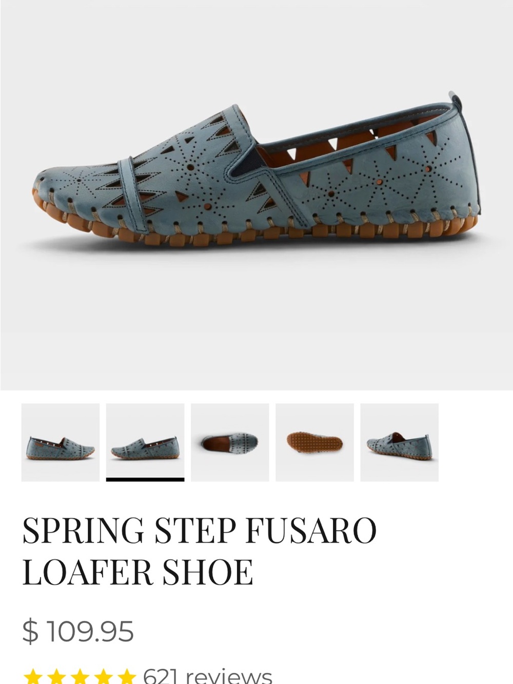 Spring Step Fusaro Blue Perforated women’s Loafer size 38